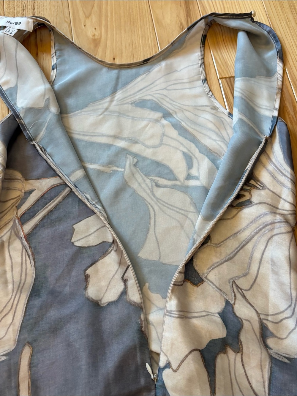 Reiss Mieke Floral Satin Drape Midi Dress - Picture 9 of 10